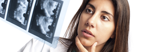 examining a mammogram