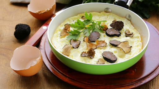 gourmet omelette with black truffle and herbs