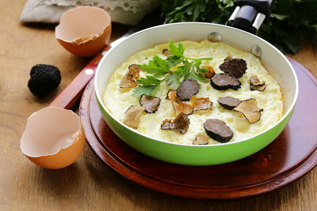 gourmet omelette with black truffle and herbs