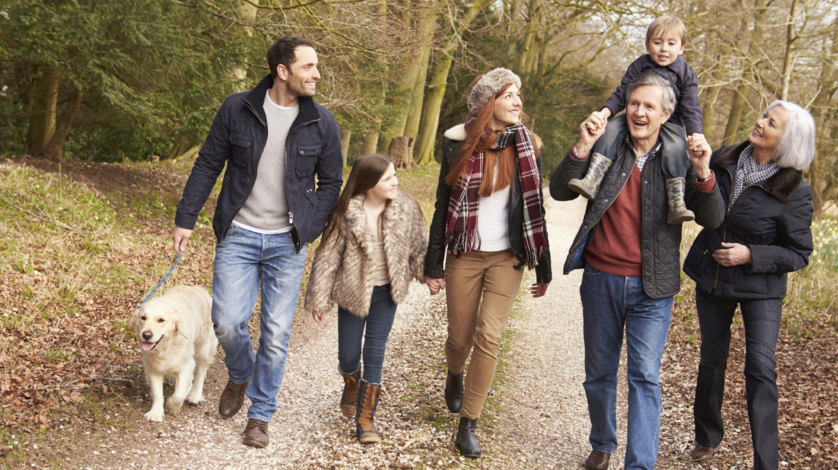 Multi Generation Family On Countryside Walk