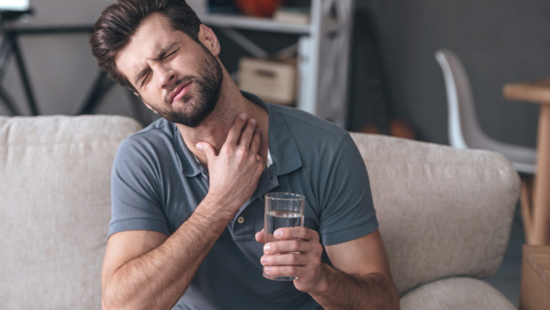 Terrible pain in his throat.