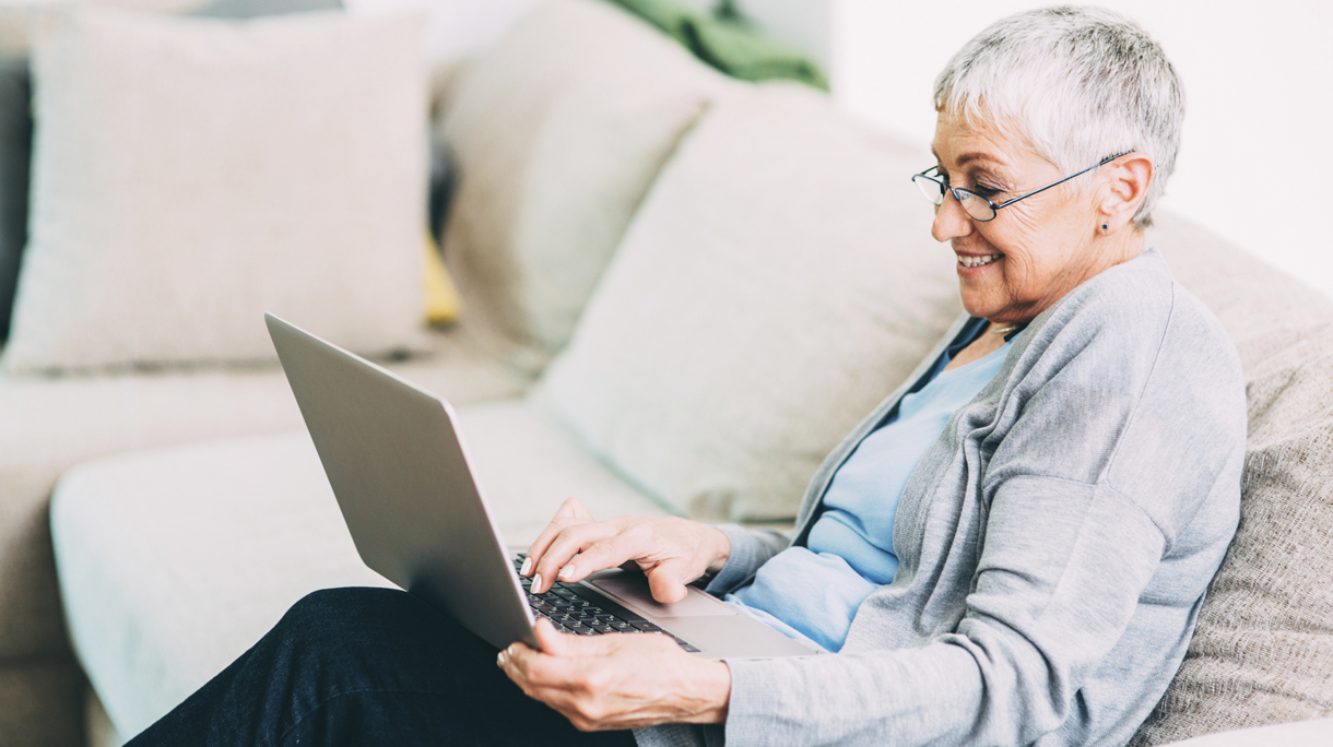 Seniour woman using new technology