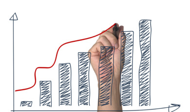 hand drawing a graph on white background