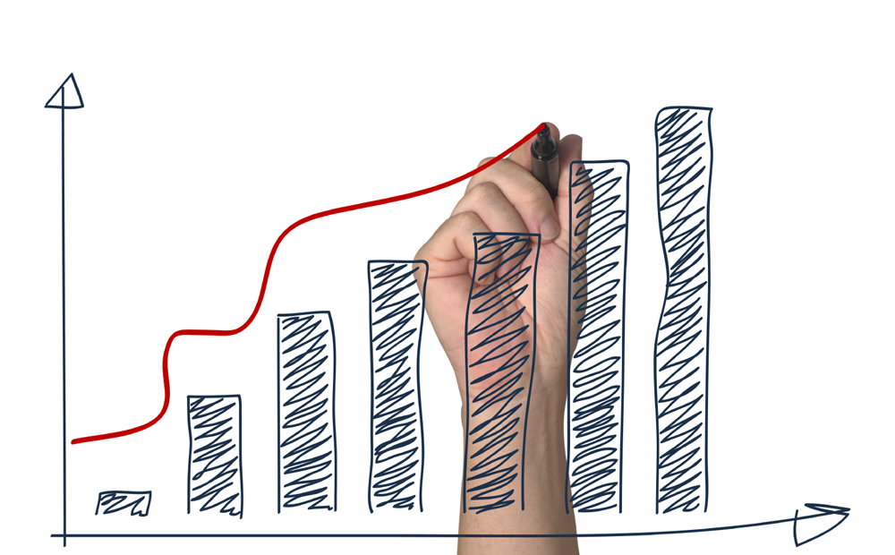 hand drawing a graph on white background