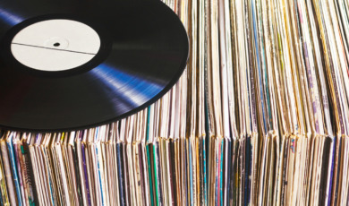 Vinyl record on a collection of albums