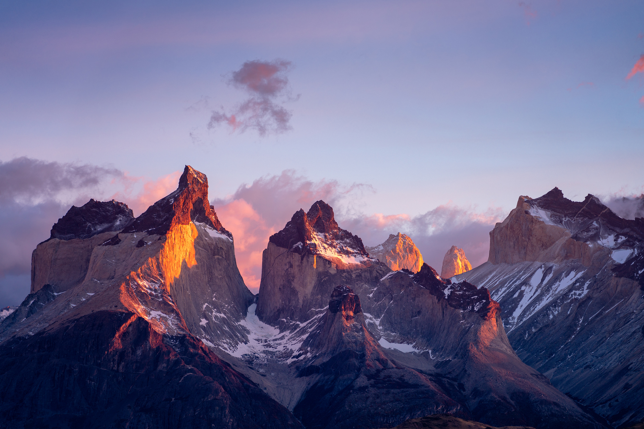 Torres del paine mountain range in the morning, patagonia, Chile.