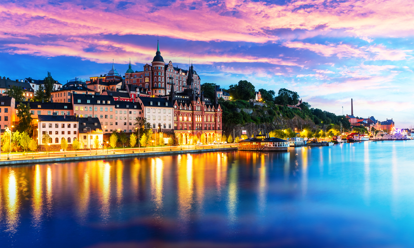 Evening scenery of the Old Town in Stockholm, Sweden