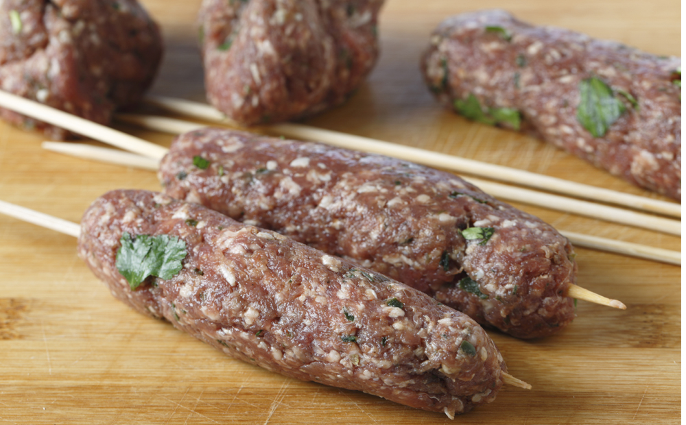 Making kofta bbq skewers