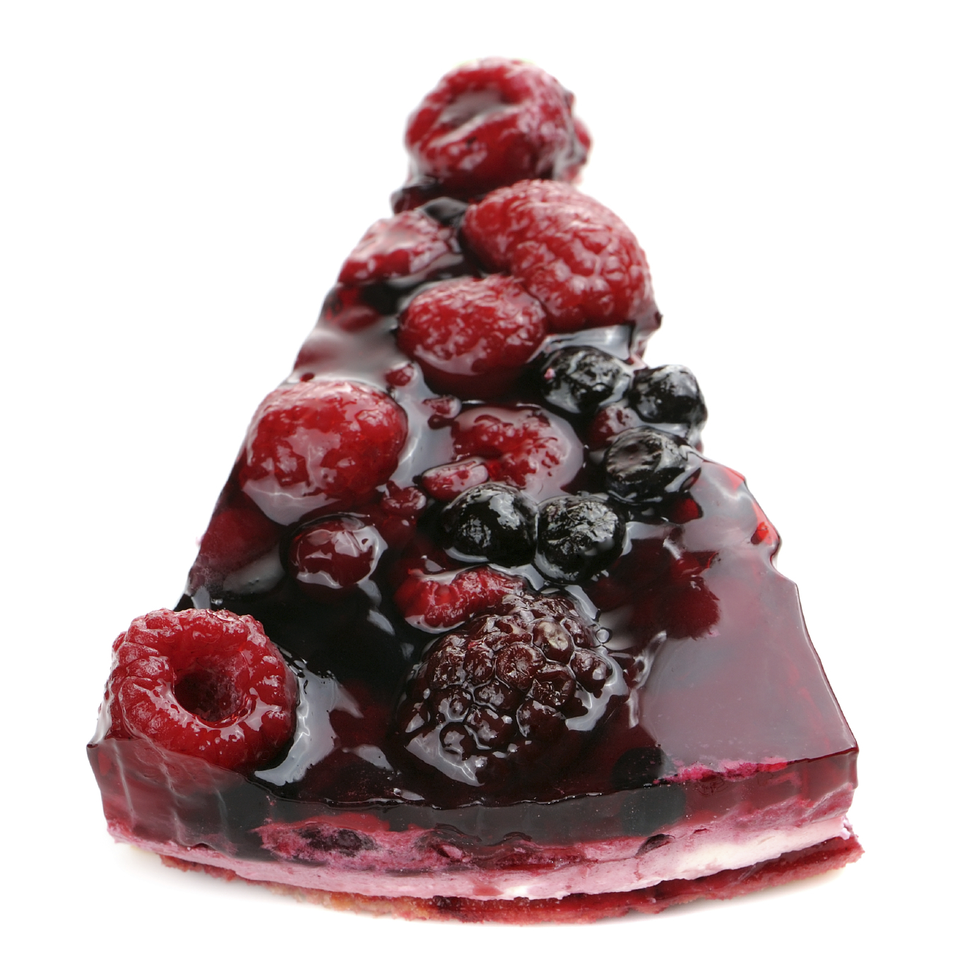 Piece of Berry Jelly Cake Isolated on White Background