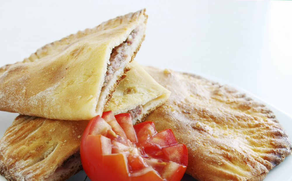 crispy cheburek with tomato