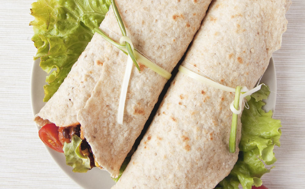 Homemade vegan bean burrito