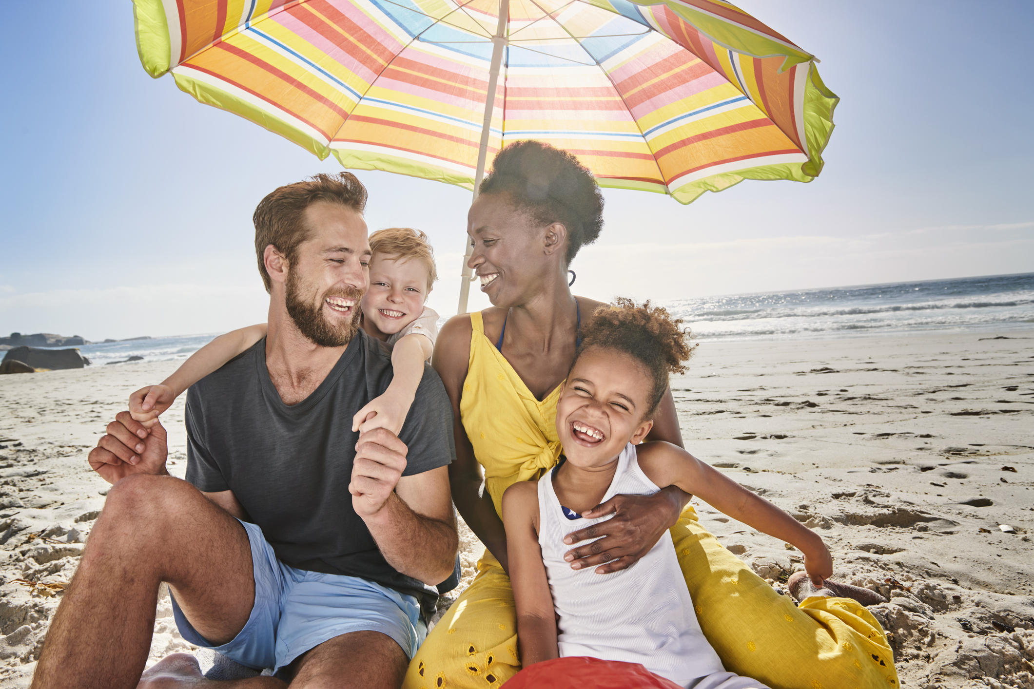 Family on beach