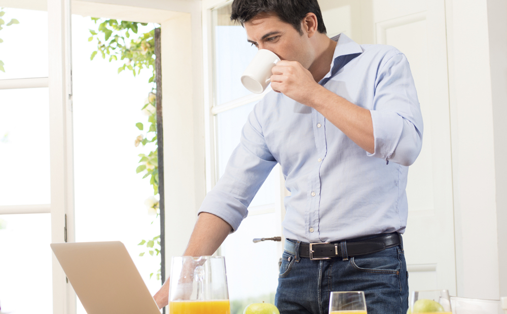 Breakfast and working