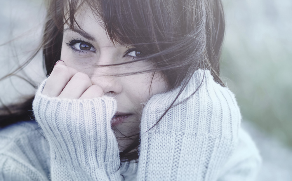 Beautiful girl freezing outdoor