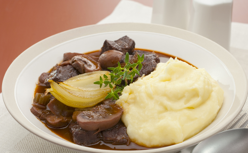 Beef Stew in Red Wine with Mash Mashed Potato