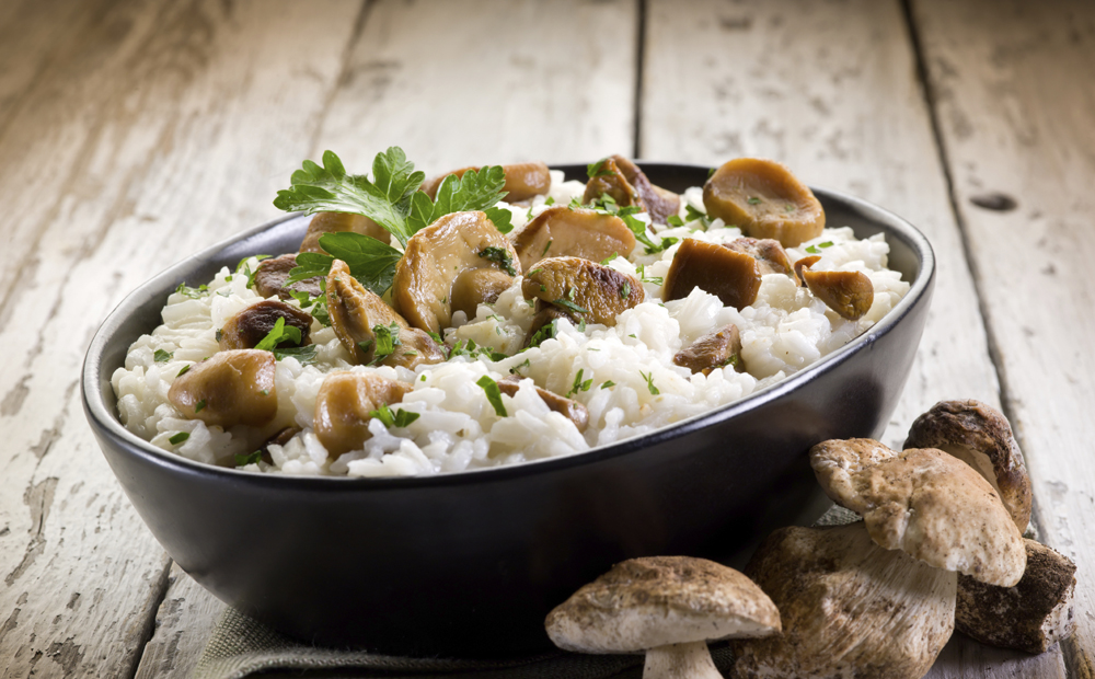 risotto with cep edible mushrooms