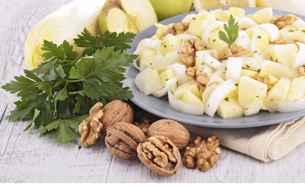 chicory salad with walnut and apple
