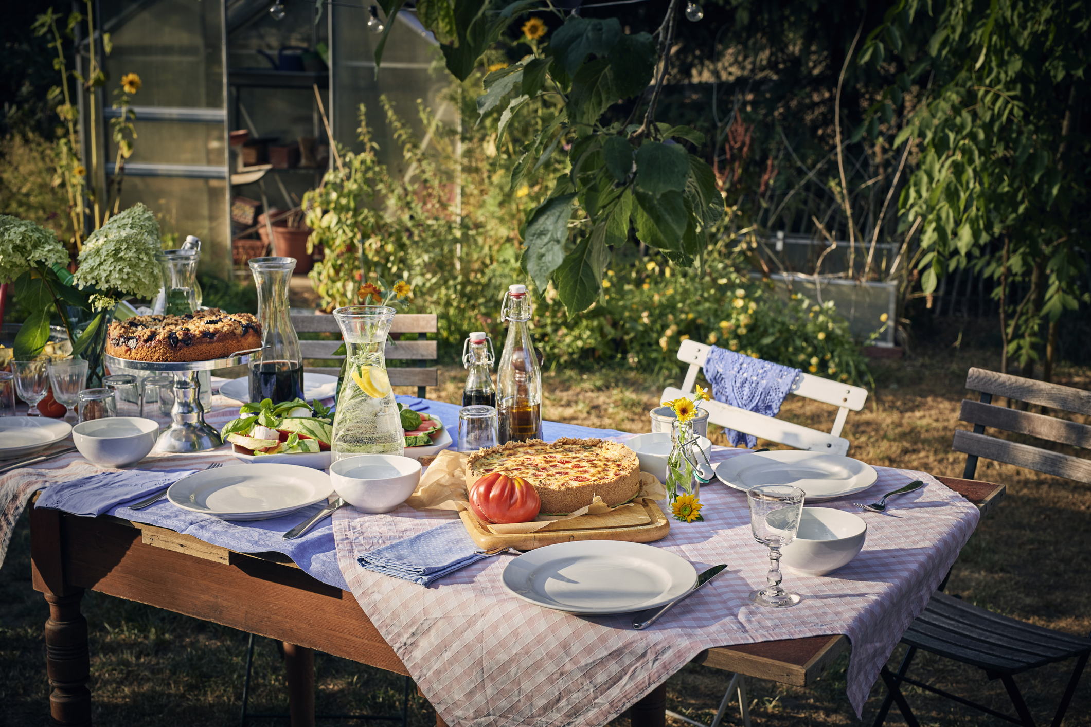 Decorated table in garden