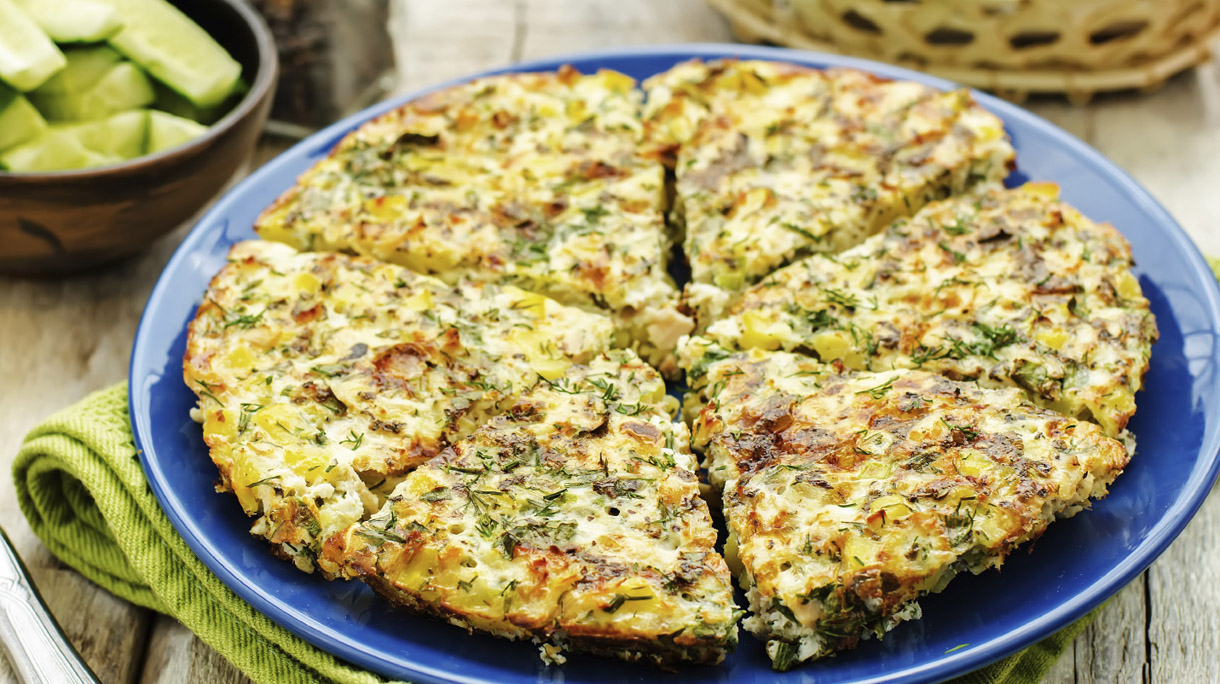 Frittata with chicken and potatoes