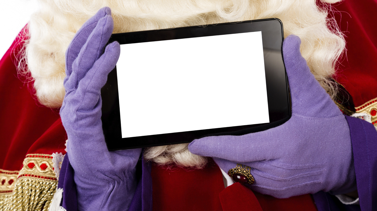 Sinterklaas with tablet