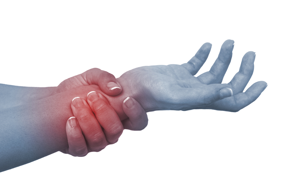 Acute pain in a woman hand