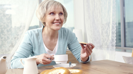 Woman having lunch