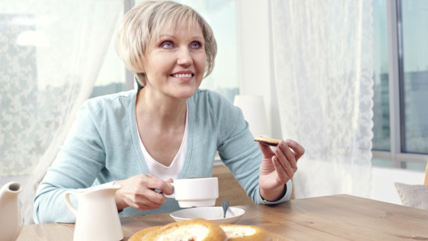 Woman having lunch