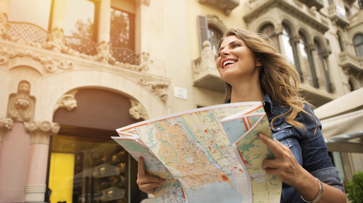 Woman traveling.