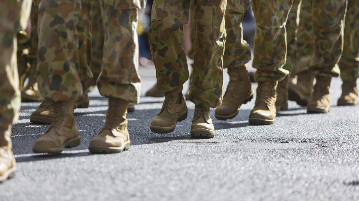 Feet of Soldiers Marching at ANZAC Day