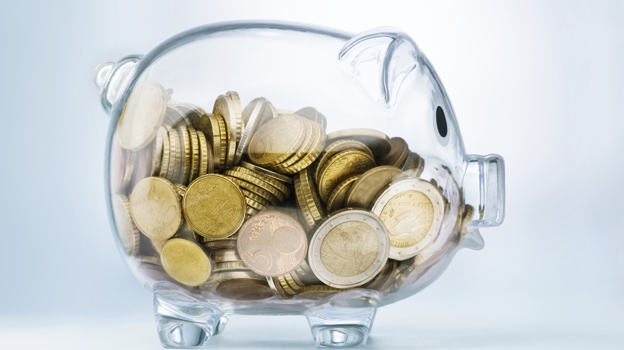 A see through piggy bank