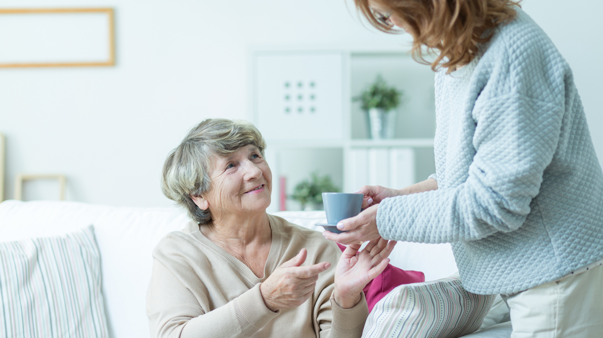 Daughter caring about elder mother