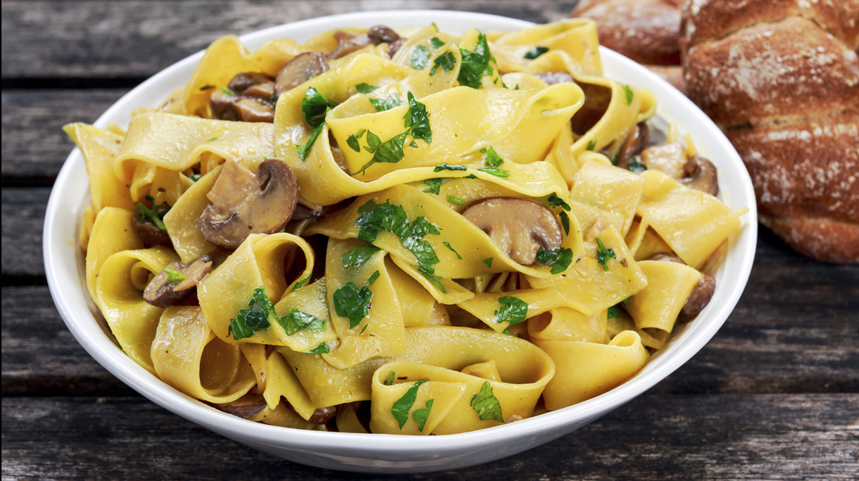 Pappardelle Pasta with mushrooms and other herbs