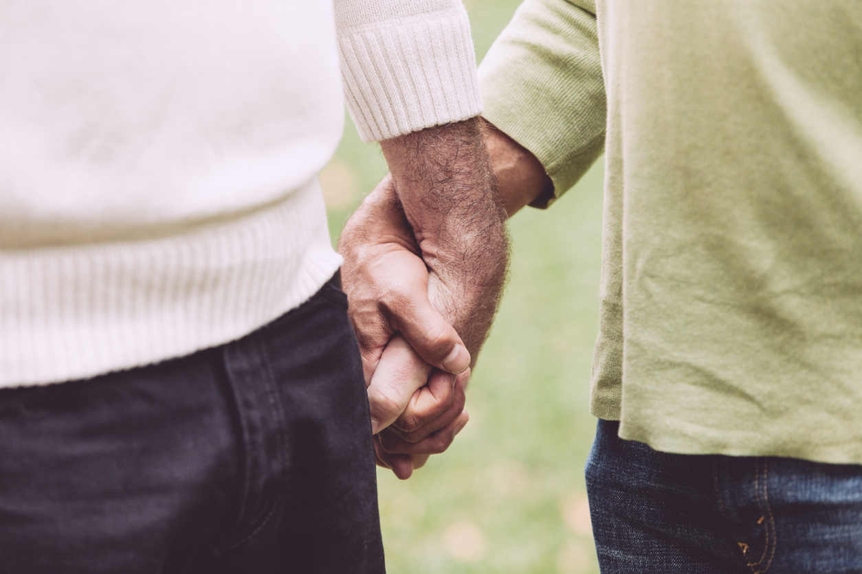 Gay Couple Holding Hands at Park