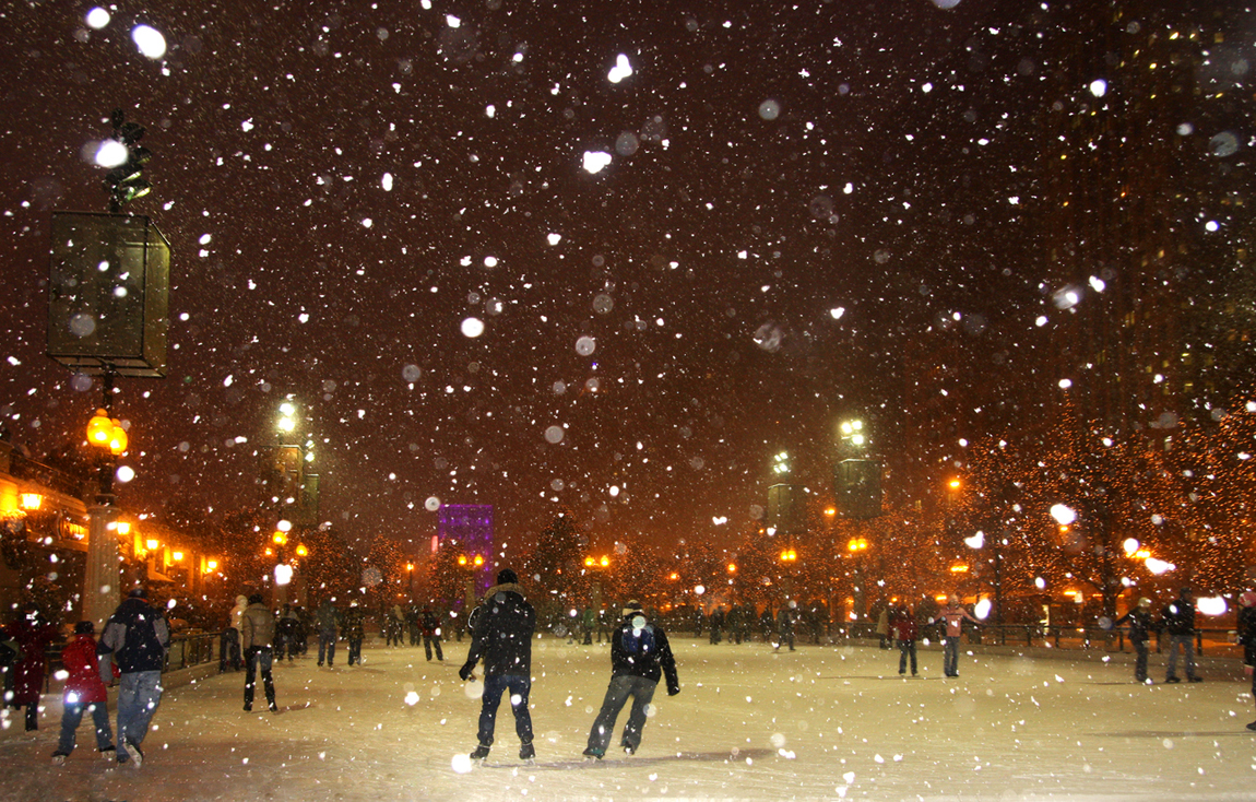 Beautiful winter night in Chicago.