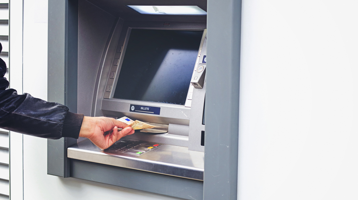 Money euro cash withdrawal from an ATM