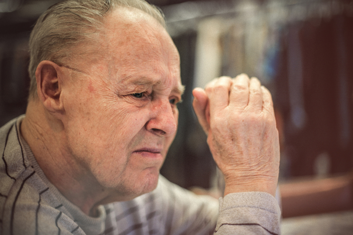 Senior man battling with Alzheimer