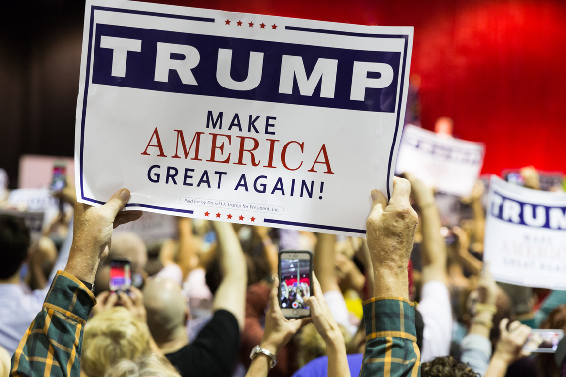 Presidential candidate Donald Trump’s banner