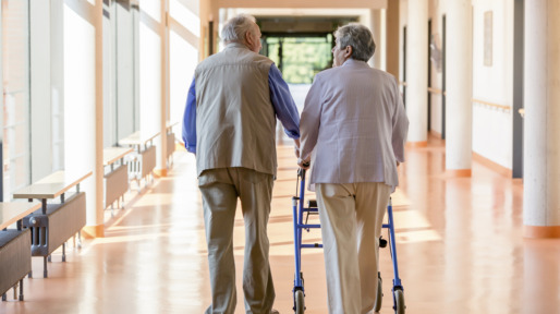 Senior couple with walking frame
