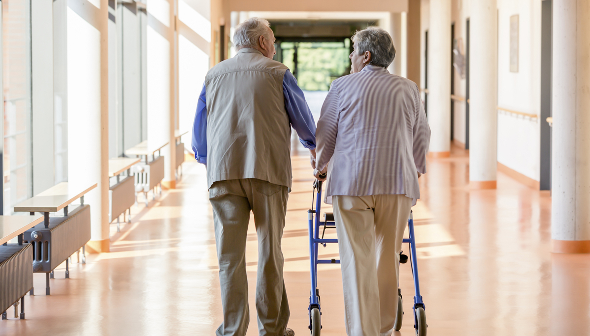 Senior couple with walking frame