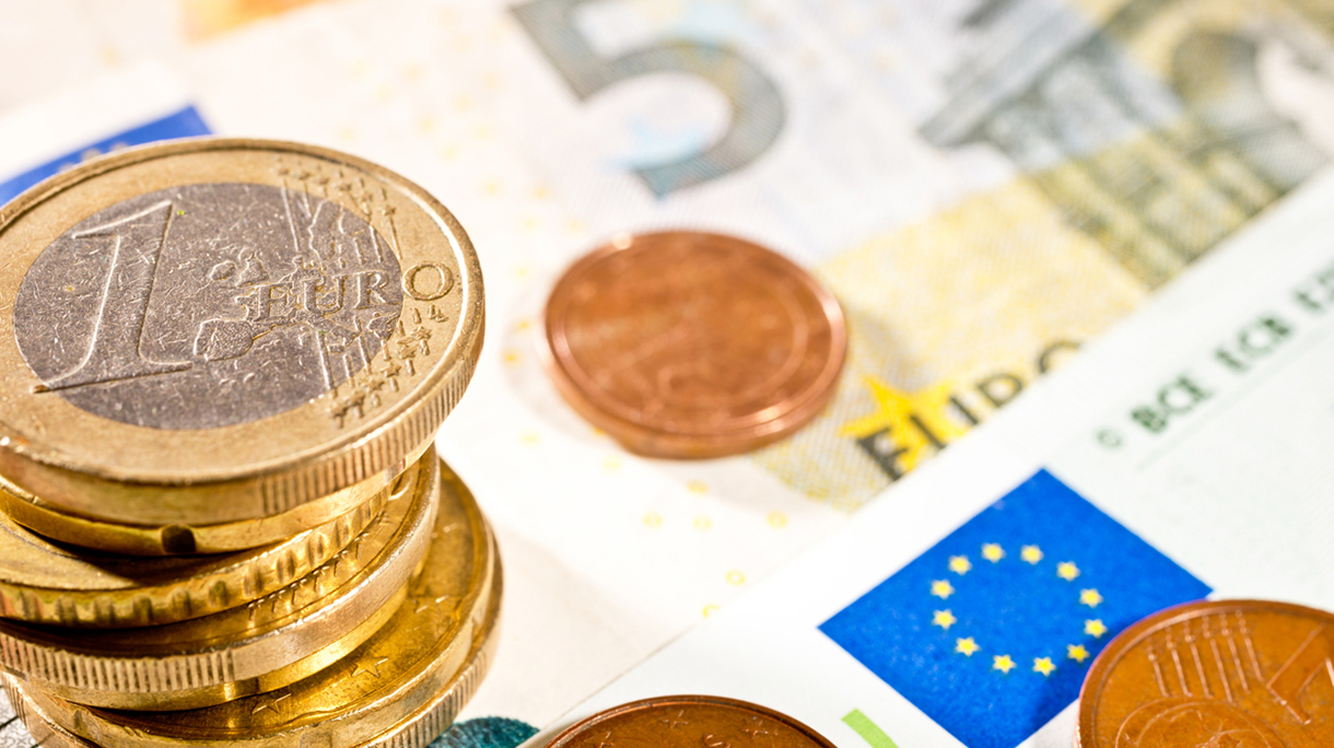 Detail of Euro currency on the desk