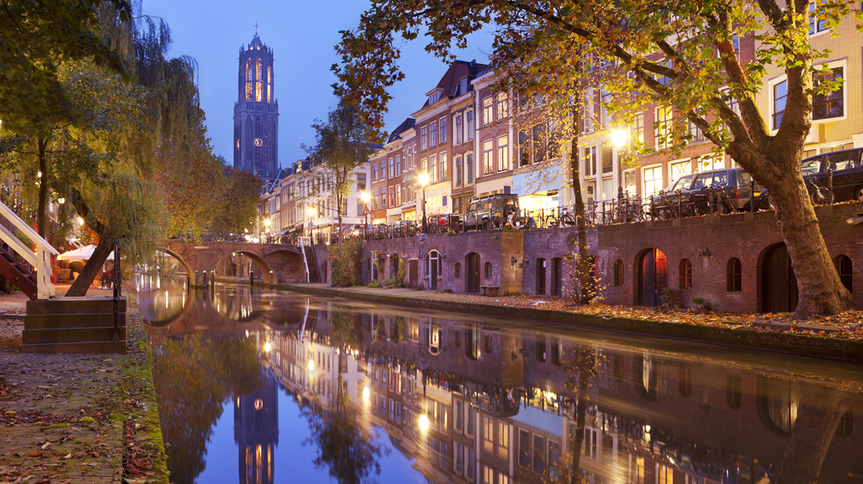 Dom tower in Utrecht, The Netherlands at night