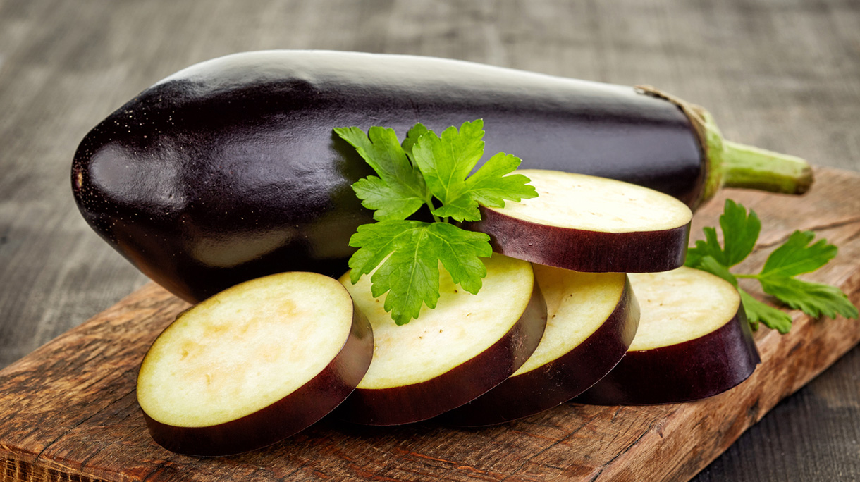 sliced eggplant on cutting board