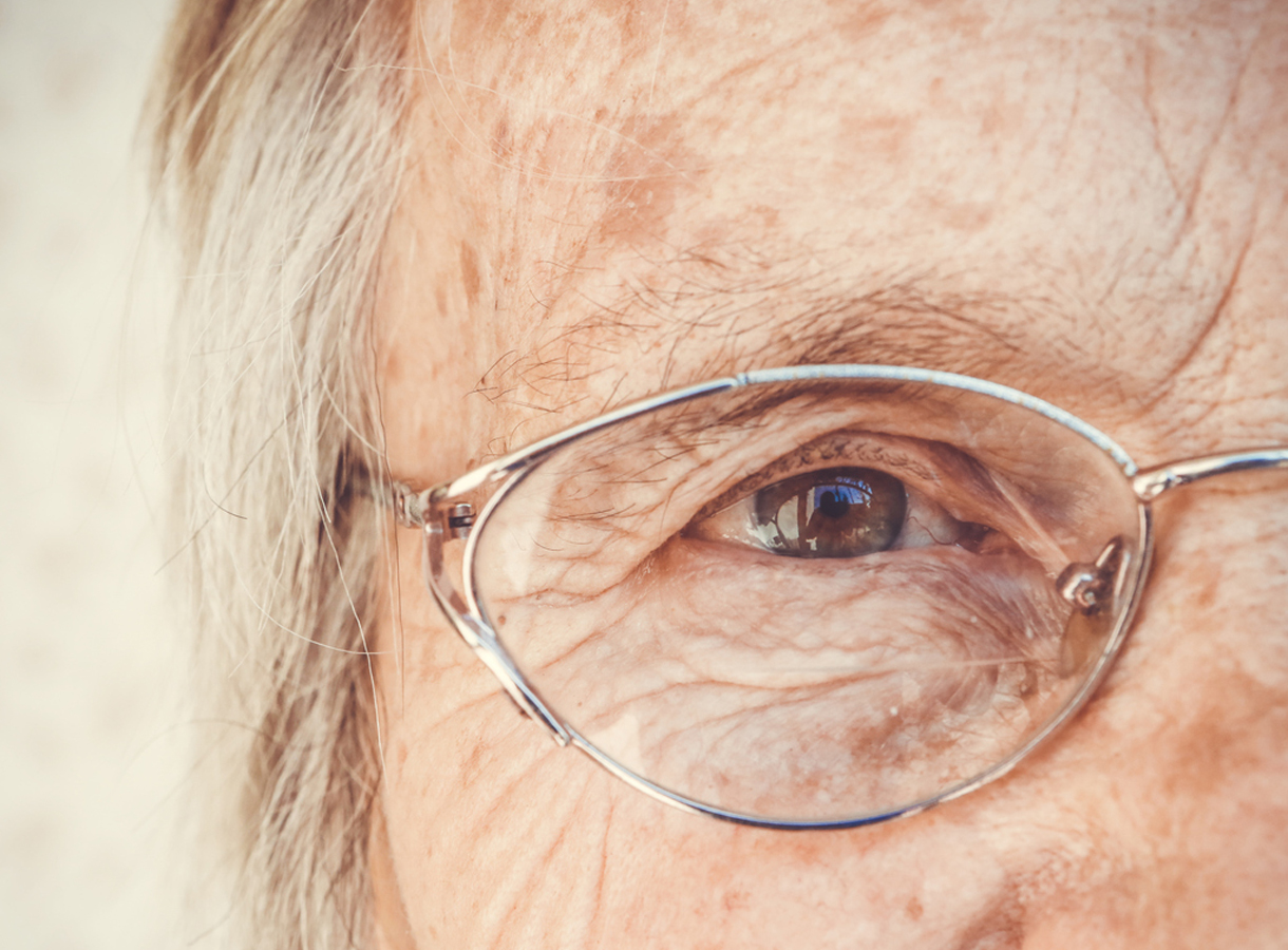 Close-up of old woman’s eye