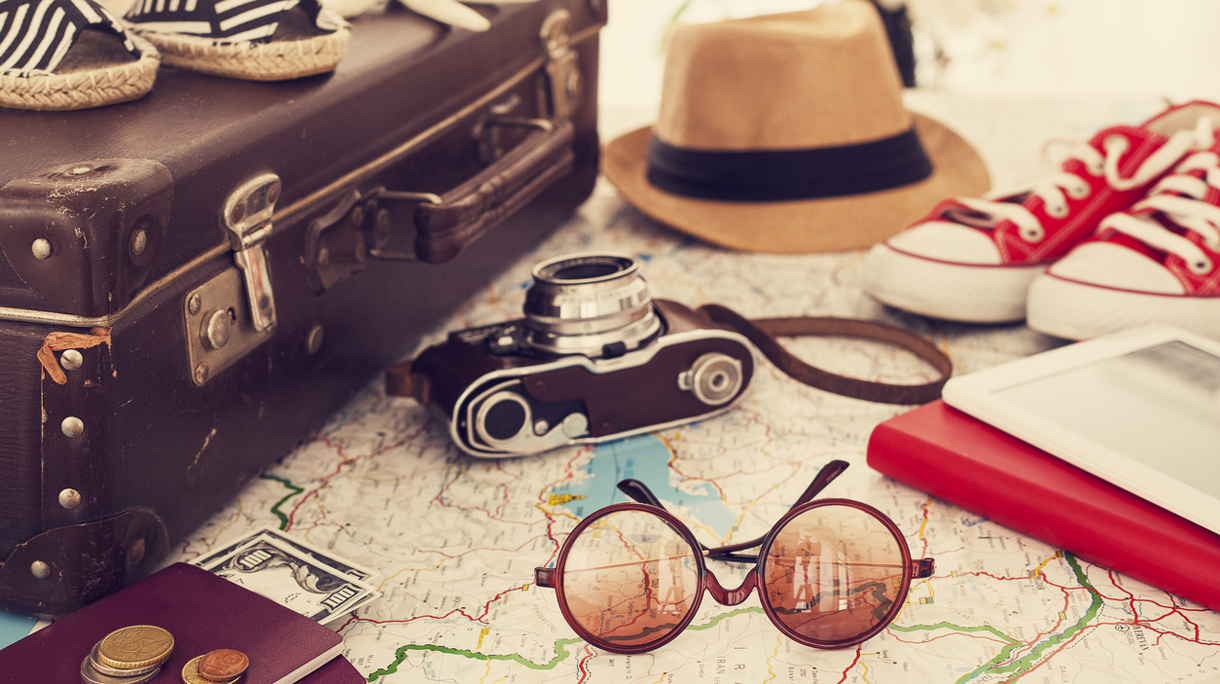 Ready vacation suitcase, holiday concept