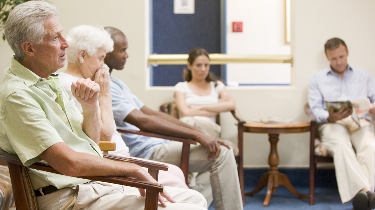 Five people in waiting room