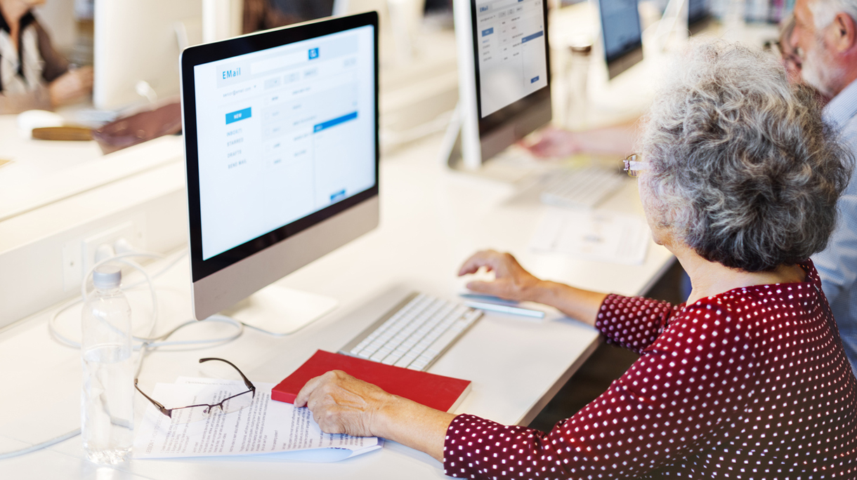 Senior Adult Internet Learning Technology Concept