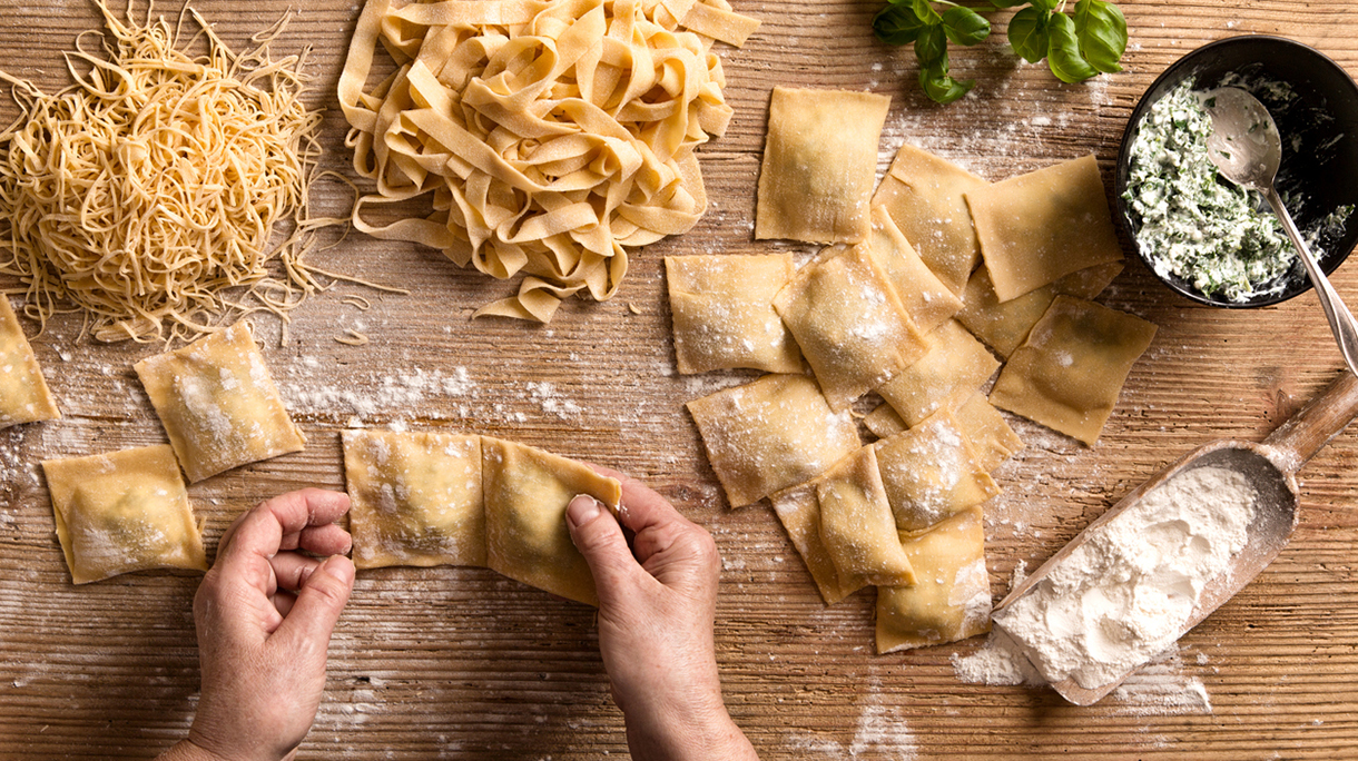 Woman making pasta