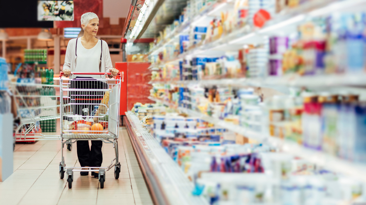 Mature Woman Groceries Shopping.