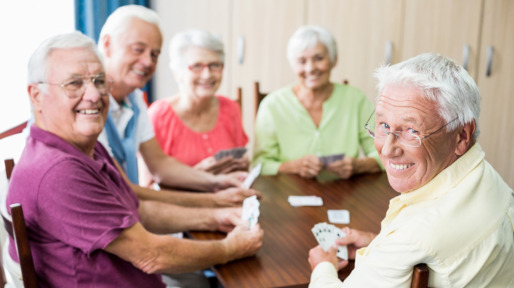 Seniors playing cards together