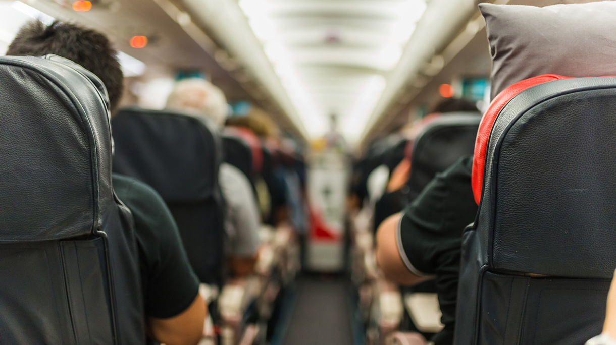 Selective focus shot in an airplane